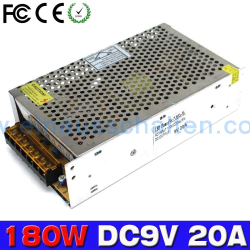 Umschaltbares Netzteil DC9V 20A 180W Fahrer-Transformator 110V-220V AC zu DC 9V SMPS für CNC-Maschine DIY LED