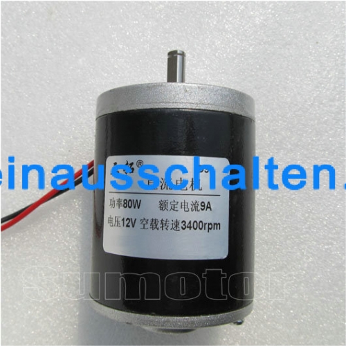 3400rpm DC 12V 80W 25N*cm 9A skateboard High speed brush motor Long output shaft for Ship/Robot/Motor model Machine tools