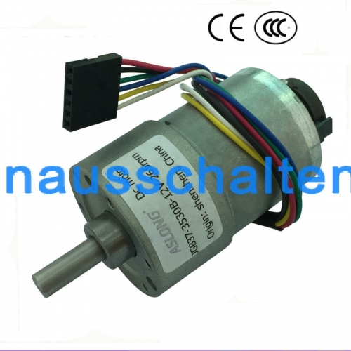 φ37mm 12V geared motor with Hall sensor encoder motor 6-1600rpm DC motor disk electric motors 24volt high speed measured