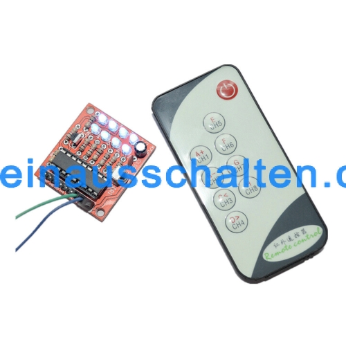 Infrarot 8-Kanal IR Emfänger Modul Fernbedienung Schalter Momentan-Empfänger-Modul + 9 Taste Sender-Schlüssel-Fernsteuerung Modellbau