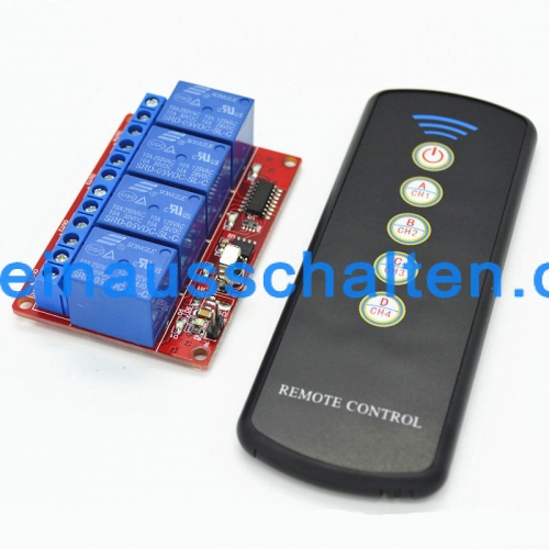 4 way 12V DC IR Remote Momentary Jog Switch Module + Remote For Home Auto Light Garage Door