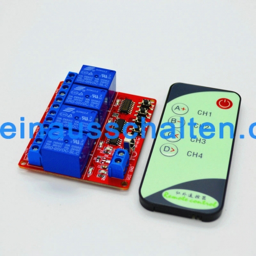 Infrared remote control switch / 5V infrared control switch / 5 key remote control +4 way learning module / 4 switch