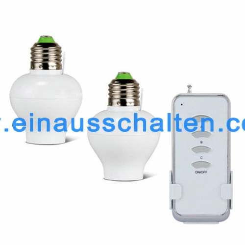 zwei Kanal Funk-Lampenfassungen E27 mit 4 Taste-Fernbedienung Reichweite 20m Fernwandschalter Fernsteuerungsschalter Sockel Lampensockel Lampen-Birnen-Halter