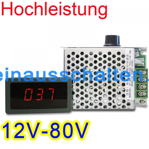 Digitalbildschirm DC 12V~80V 30A Motordrehzahl Regelbarer Schalter/Geschwindigkeit Gouverneur