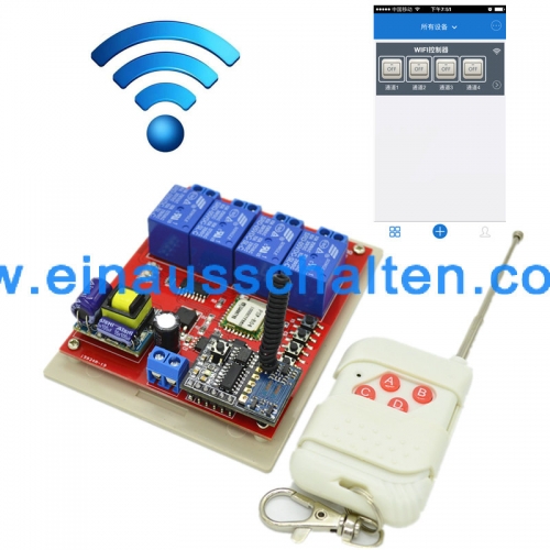 4 Kanäle AC230V WLAN Lichtschalter Stromschalter 10A Steuerung Iphone/Android + Fernbedienung rolladensteuerung steuerung repeater fritzbox TPLINK