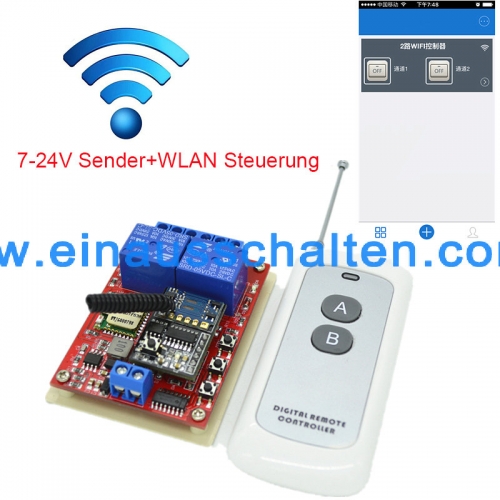 2 Kanäle DC7-24V WLAN Schalter IOS Iphone 6/6s/7 Android Samsung Fernbedienung 500M REICHWEITE Schalter Wifi Licht 433.92 mhz Controller