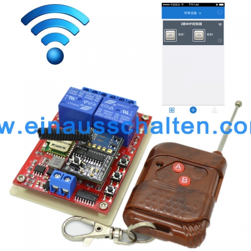 2 Kanäle DC12V WLAN Schalter IOS Iphone 6/6s/7 Android Samsung Fernbedienung 100M REICHWEITE Schalter Wifi Licht 433.92 mhz Controller