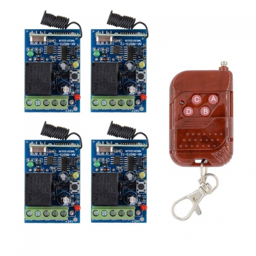 DC12V 4channel 10A Receiver Remote Control Garage Door RF Wireless Remote Control Switch System 4PCS Receivers 1 ransmitter