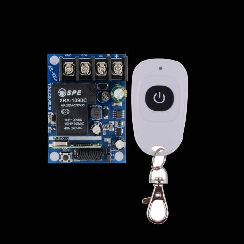 DC 12V 14V 15V 16V 18V 24V 36V 48V Relay Receiver 40A RF Remote Control Switch Learning Code + White One Remote Transmitter