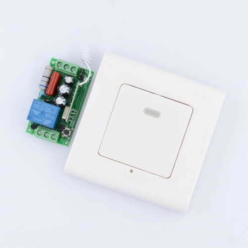 AC 220V 1CH 10A Relay Receiver + Transmitter Bed Room Hall LED Lamp Light Bulb Remote Control Switch + Wall Transmitter