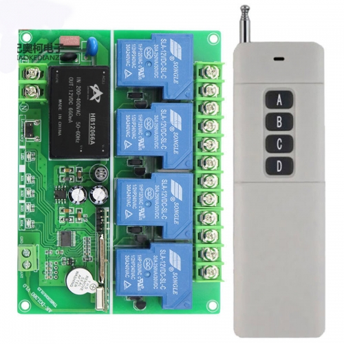 Breite Spannung 220-380V + 4 Kanäle Fern drahtloser Fernsteuerungsschalter Fernlichtsteuerung Pumpen Motor