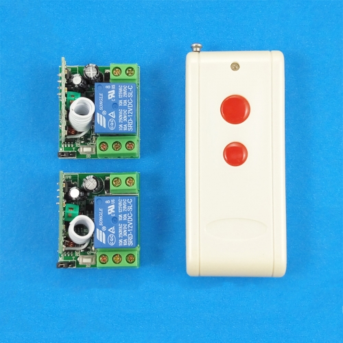 2 channel 2 receiver + transmitter DC12V remote switch set relay output remote control garage door model building 500m