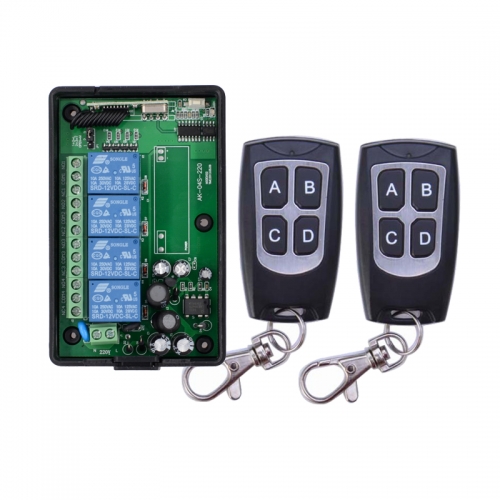 AC 85V ~ 250V 110V 220V 4CH RF Wireless Remote Control System / Radio Switch Remote Control 220v Learn Code ReceiverRadio receiver 4-channel frequency 433 MHz 220VAC remote control radio switch system Learning code connection circuit