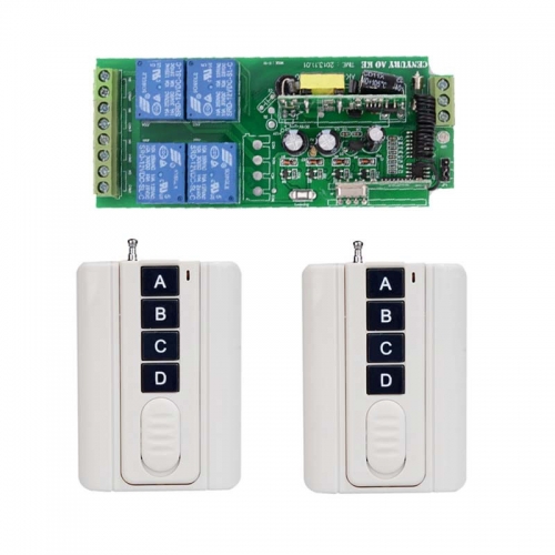 Smart Home AC 110V 220V 250V 4CH 10A Relay Wireless Remote Control Switch Wireless Switch Receiver +2PCS Transmitter