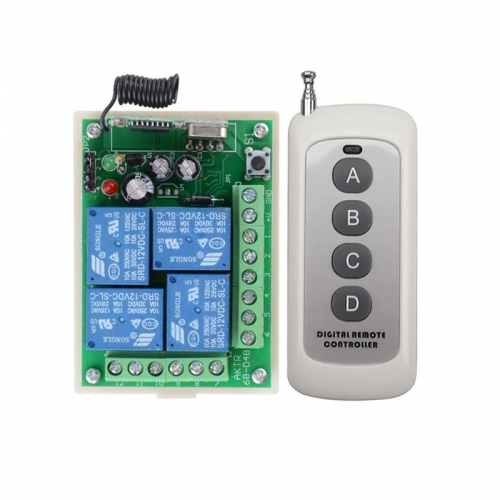 DC12V 10A 4CH Radio Controller RF Wireless Relay Remote Control Switch System 315 MHZ 433.92 MHZ Transmitter Receiver