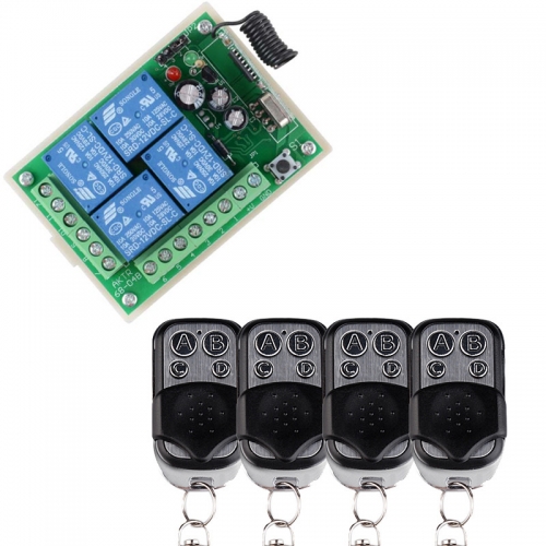 DC12V 4CH RF Funkfernbedienung Smart Home Schalter 4 Fernbedienung Transmitter und 1 Empfänger Universal Gate Controller