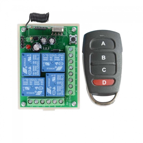 DC 12V 10A 4 Channels Learning Function RF Remote Control Wireless Light Switch Systems Receiver Metal Transmitter