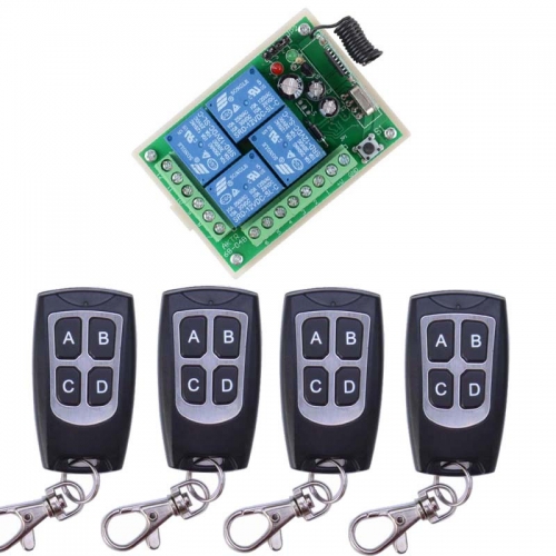 DC12V 4CH RF Wireless Remote Control System Teleswitch 4 Transmitter and 1 Receiver Universal Gate Remote Control