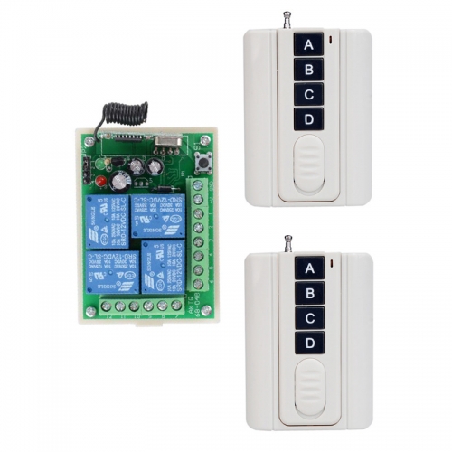 High Quality 12V 3A 4CH Wireless Remote Control Relay Switch Transceiver with 2 Receiver Compatible with 2262 2260 1527