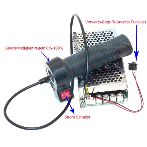 thumbnail image 2 of Panlongic 100A Reversible PWM DC Motor Speed Controller – Foot Pedal Throttle With Soft Start 2 of 4