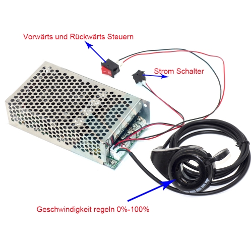 Daumen Gaspedal 100A 5000W umkehrbar Reversible PWM Vorwärts Rückwärts Steuerung 12V / 24V bis 50V Motorregler Elektromotor Boot E-Motor Segelboot