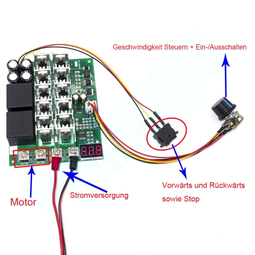 10-55V 60A 3000W Reversible DC Motor Speed Controller PWM Control 12V 24V 36V 48V Forward-Stop-Reversal Brake Digital Display