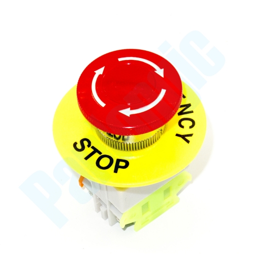 Emergency Stop Switch Push Button Switch Mushroom Pushbutton Switches NO/NC Auto Lock with 60mm OD 22mm ID Emergency Stop Ring