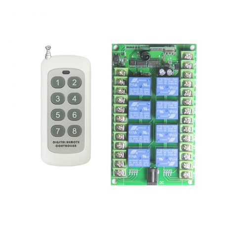 8 Modus Drahtlose Multifunktions- Fern elektrische Schalter Motoren 12V Lampensteuerung Funkschalter 8 Kanäle Empäfnger Sender mit Adapter Steckdose 200m