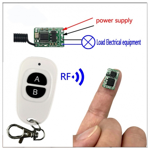 RF On/off power wireless remote control switch 433Mhz mini light LED Lithium battery power supply Control module 3.7V 5V