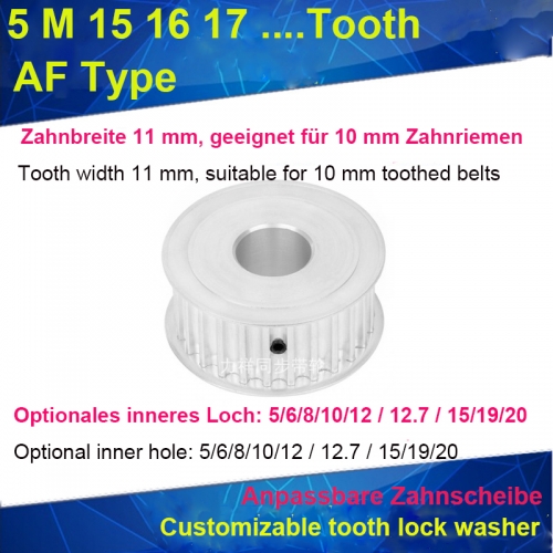 5M38 Zähne Zahnriemenscheibe Synchronrad Zahnbreite 11 Beidseitig flach AF-Typ Innenloch 5 6 8 10 12 14 15 19 20