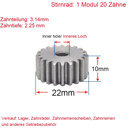 1 module 20 teeth 1M 20T Helical gear Helical gear outer diameter 22 Flat on both sides