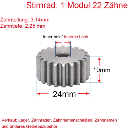 1 module 22 teeth 1M 22 T Helical gear Helical gear outer diameter 24 Flat on both sides