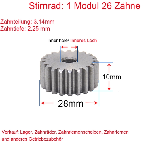 1 module 26 teeth 1M 26 T Helical gear Helical gear outer diameter 28 Flat on both sides