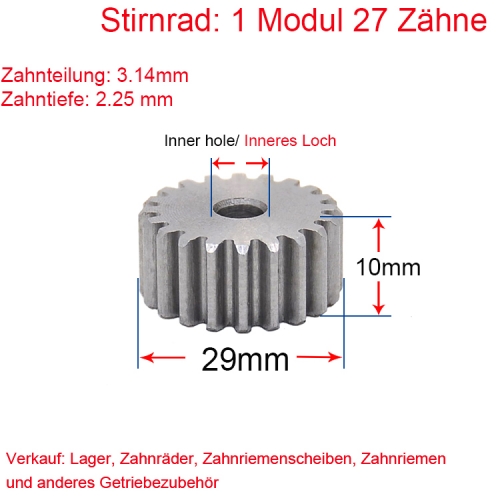 1 module 27 teeth 1M 27 T Helical gear Helical gear outer diameter 29 Flat on both sides