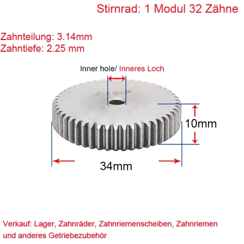 1 module 32 teeth 1M 32 T Helical gear Helical gear outer diameter 34 Flat on both sides