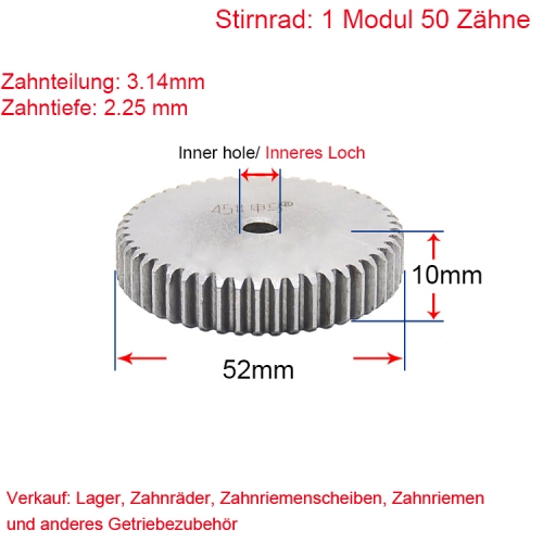 1 module 50 teeth 1M 50 T Helical gear Helical gear outer diameter 52 Flat on both sides