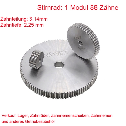 Stirnrad 1 Modul 88 Zähne 1M 88 T Stirnradgetriebe Außendurchmesser 90 Beidseitig flach