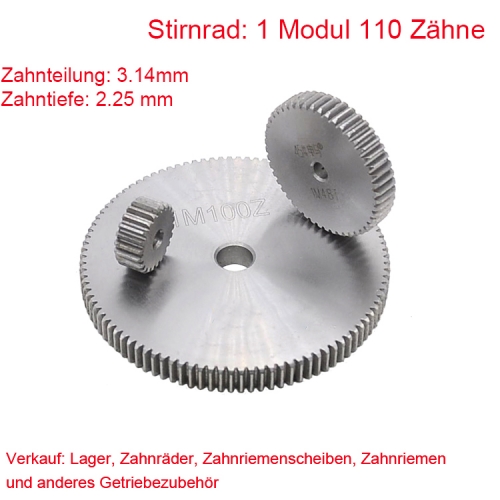 Stirnrad 1 Modul 110 Zähne 1M 110 T Stirnradgetriebe Außendurchmesser 112 Beidseitig flach