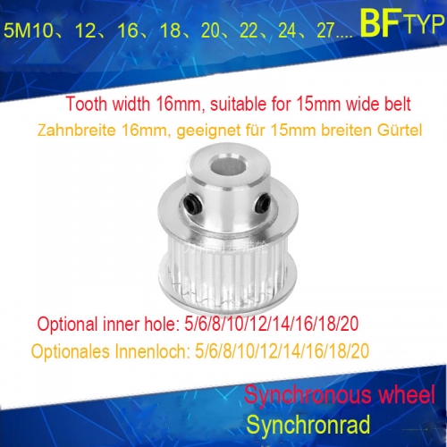 5M75 Zahn Synchronrad Zahnbreite 16 Nabe BF Innenloch 10/12/14/15/17/19