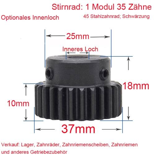 Spur gear 1 module 35 teeth 1M 35 T internal bore 6/6.35/7/8/10/12/12.7/14/15/16/17 mm metal motor hub gear rack