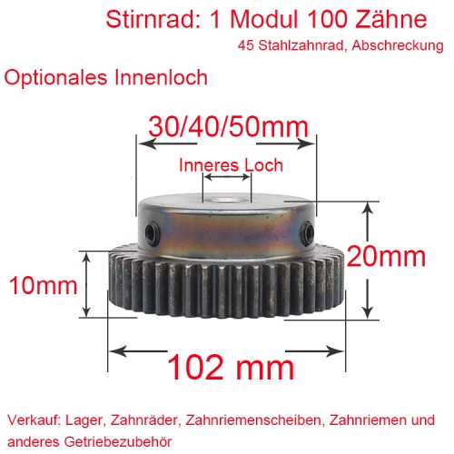 Stirnrad 1 Modul 80 Zähne 1M 80 T Innenbohrung 8/10/12/14/15/16/19/20 mm Metallmotor Nabendurchmesser 40 Nabenrad Zahnstange Abschrecken