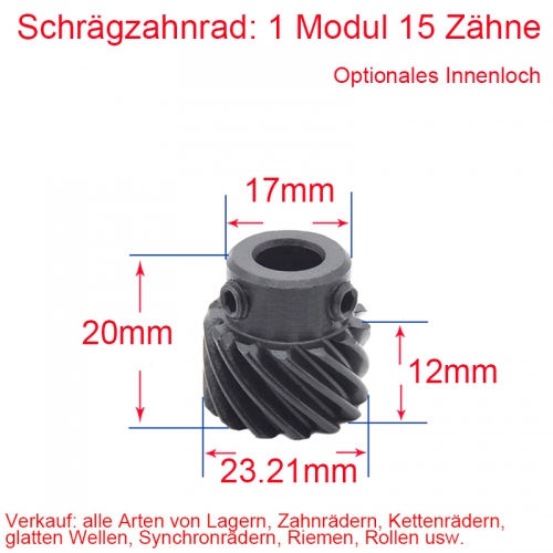 1M 15 Zähne Schrägzahnrad Helixzahn Motor Interlaced-Zahnrad 45-Grad 8/10 mm Loch Spirale / Gestaffelt /Hohes Drehmoment Kann Regenschirmzähne ersetzen