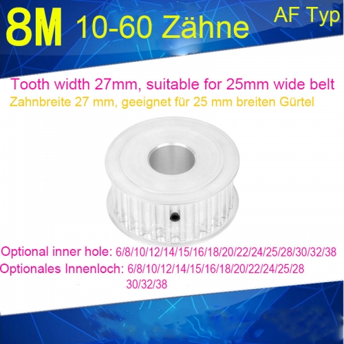 8M20 Zahn Synchronrad Zahnbreite 27 Loch 81012 / 12.7 / 14151617181920/22/2425/28