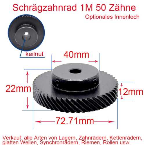 1M 50 teeth with keyway 4 * 1.8 or 5 * 2.3 helical gear 45 degree 8/10 / 12/14 / 15mm hole / left / right
