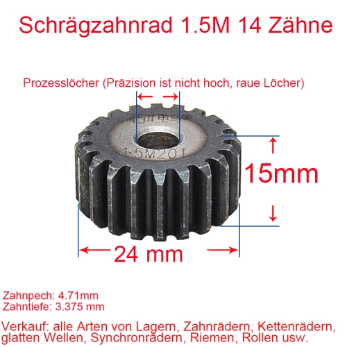 Stirnrad 1,5 Modul 14 Zähne 1,5M 14T Anzahl der Zähne Dicke 15MM   Stirnradgetriebe Zahnstange und Ritzel