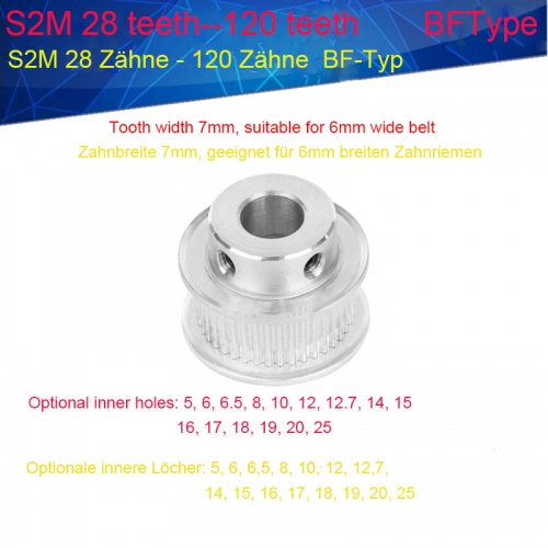 S2M68 Zahn Synchronrad Zahnbreite 7 Nabe BF Innendurchmesser 5/6/8/10/12/14/15/16/17/18/19/20