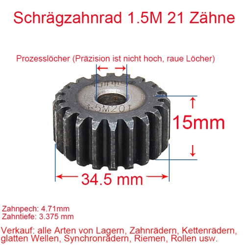 Spur gear 1.5 module 21teeth 1.5M 21T number of teeth thickness 15MM spur gear rack and pinion