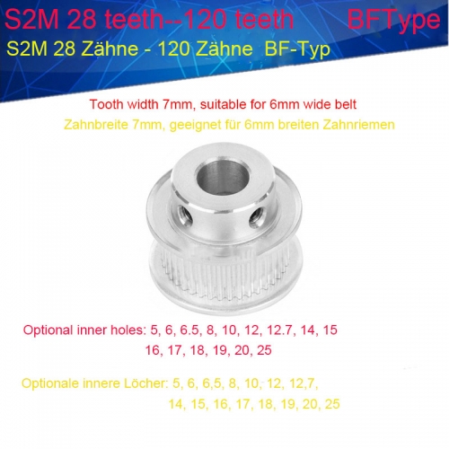 S2M30 tooth synchronous wheel tooth width 7 boss inner diameter 4/5/6 / 6.35 / 8/10/12 / 12.7 / 14