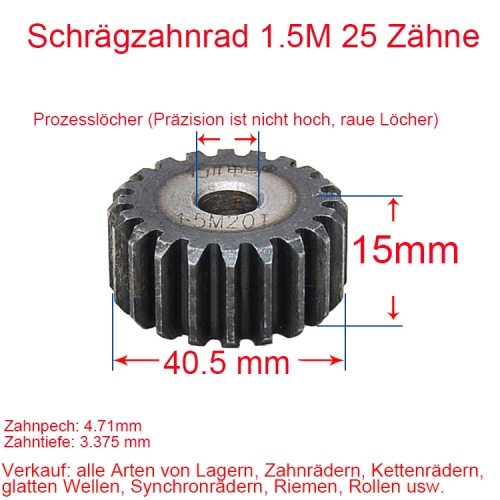 Spur gear 1.5 module 25teeth 1.5M25T number of teeth thickness 15MM spur gear rack and pinion