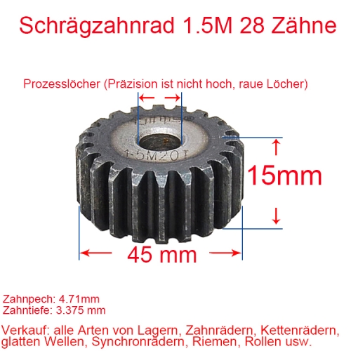 Spur gear 1.5 module 29 teeth 1.5M 29T number of teeth thickness 15MM spur gear rack and pinion